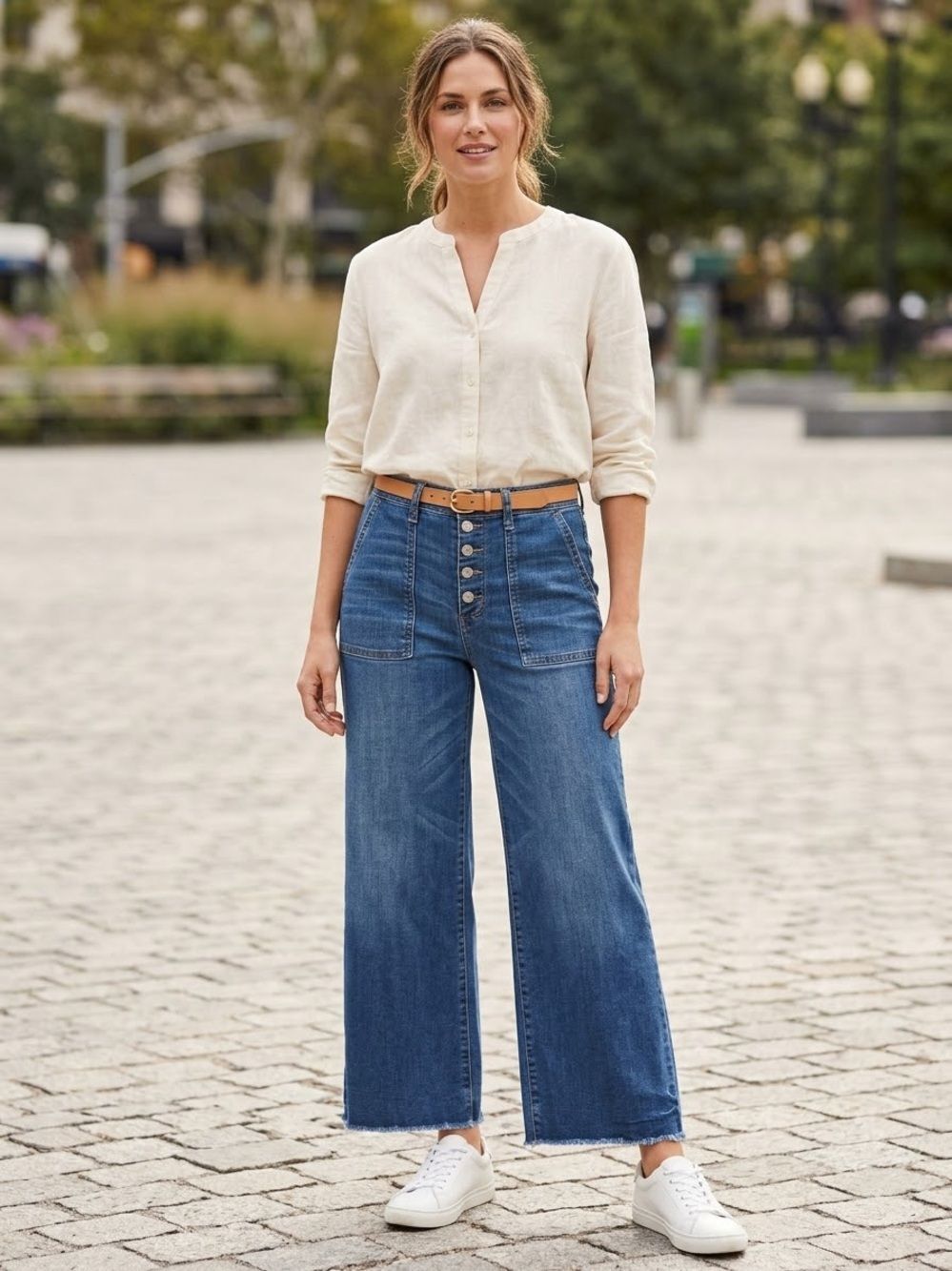 (Q3) Tricot Women’s High-Rise Wide-Leg Jeans - Dark Blue,Sz 5/27 women